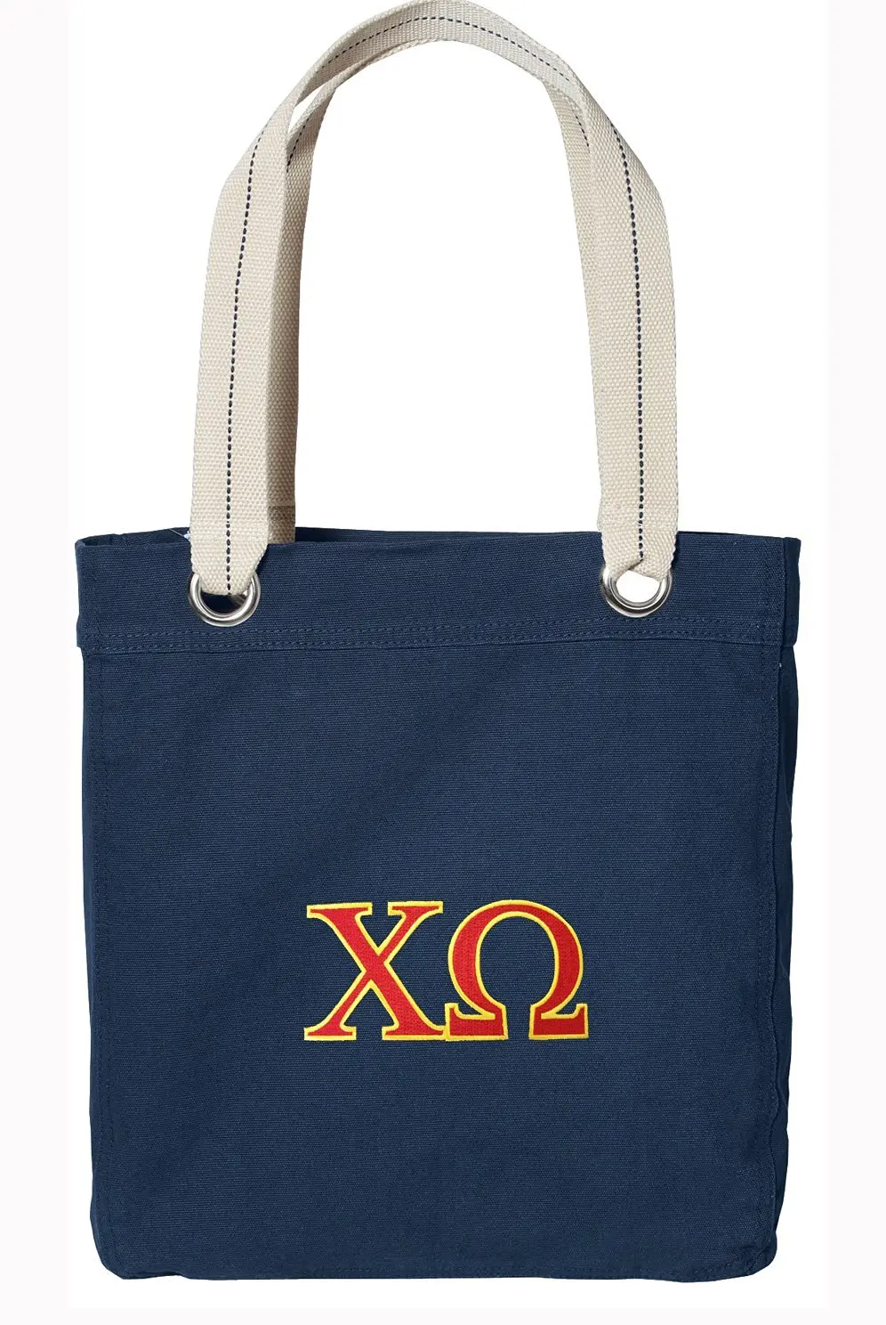 Chi Omega Tote Bag RICH Dye Washed Navy COTTON CANVAS