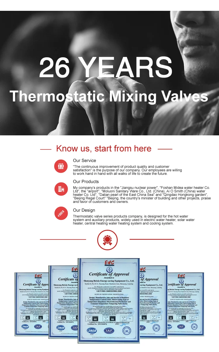 Mixing Valve Solar Thermostatic Mixing 3 Way Thermostatic Mixer Valve 20Mm