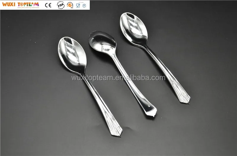 Plastic Spoon With Silver Coated Spoons Disposable Lfgb Ps Buy Spoon