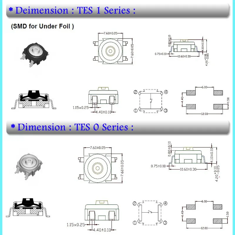 Subminiature IP67 Waterproof SMD Tact Switch with Cap