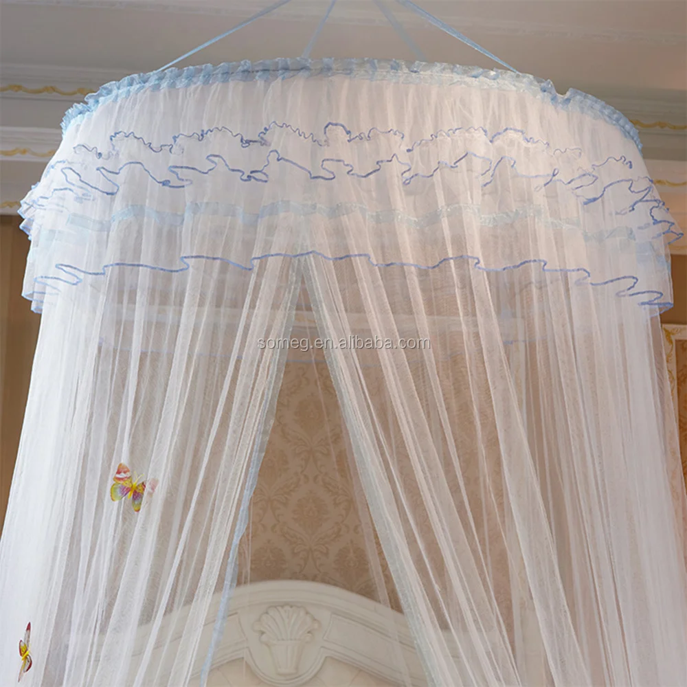 Hanging Round Dome Mosquito Net Luxury Princess Pastoral Lace Bed