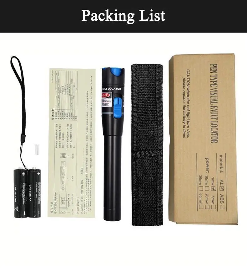 Visual Fault Locator 50mw fiber checker 5mW 10mW 20mW 30mW Visual Locator Fiber 50mw Ftth Optic Tool Kit