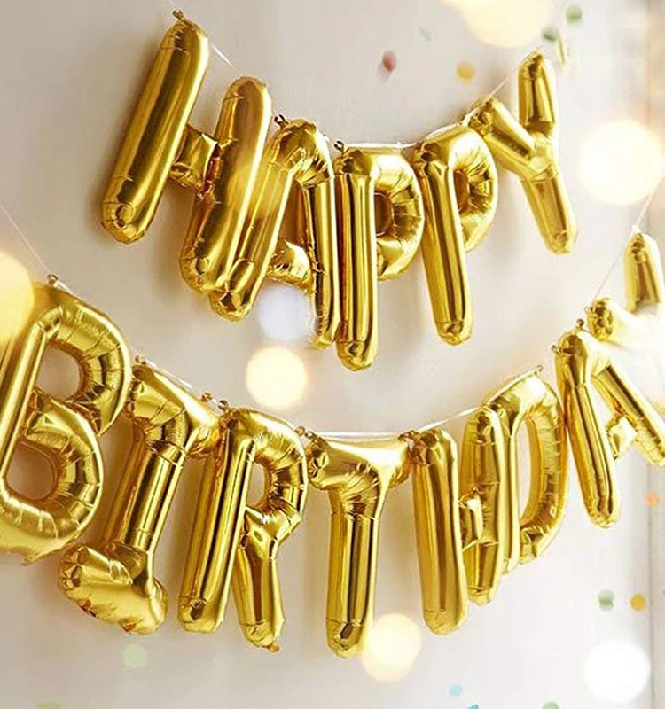 small gold letter balloons