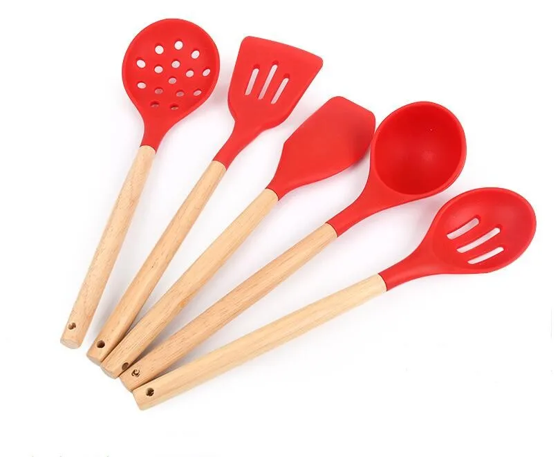 View Detail High Quality Silicone Kitchen Utensil Sets With Acacia ... Interior Project