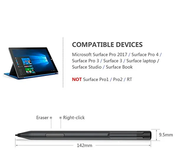 Chinese factory ODM Custom active stylus pen 1024 levels of pressure sensitivity with tilt tablet stylus pen for surface pro