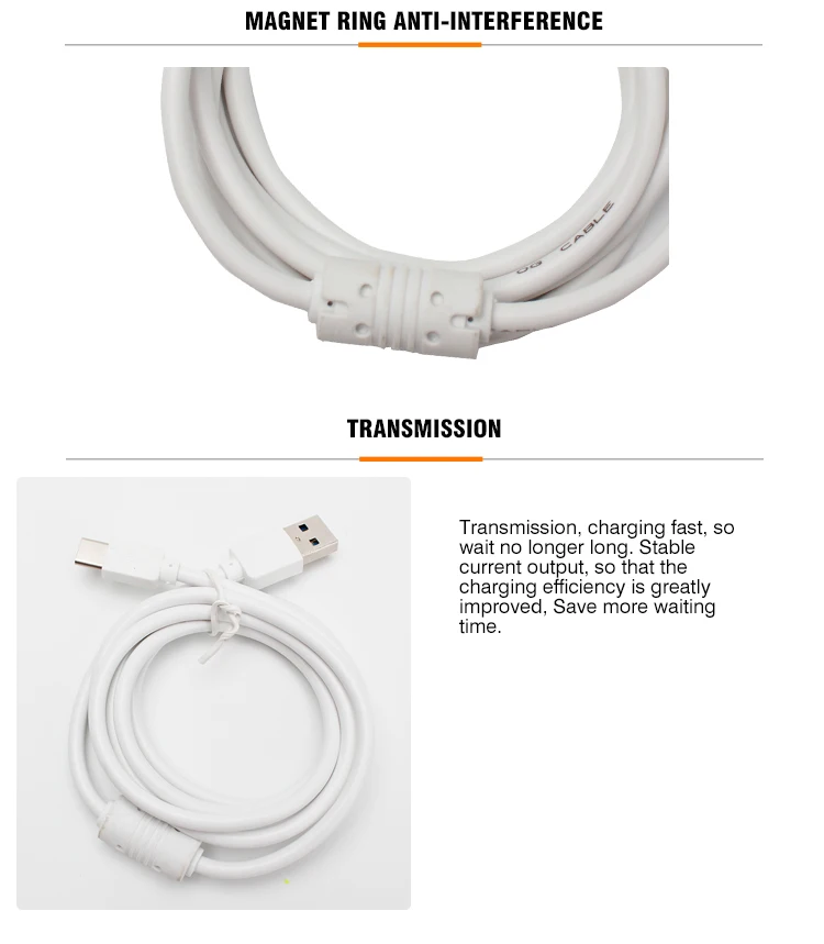 Fast Charging Ring Antiinterference Usb Data Cable Charger