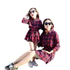 Family Matching Outfits Mother Daughter Dresses Clothes Long Sleeve Plaid Matching Dress Look Dress Clothing