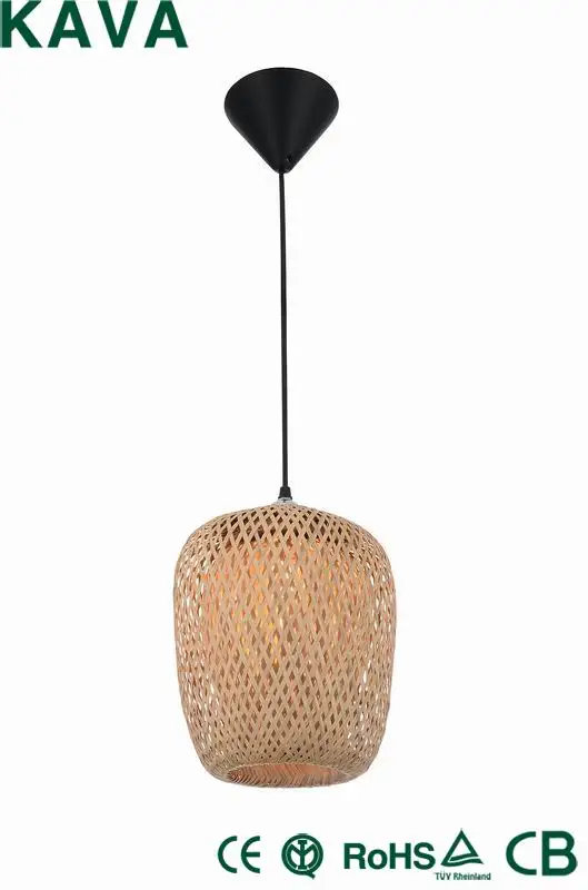 Exquisite rustic style bamboo chip knitting shade pendant lamp