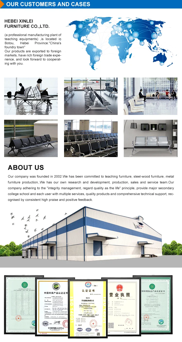 salon reception three seater row waiting chair