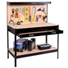 Heavy Duty Work Bench Tool Storage Steel Frame Tool Workshop Table with Drawers and Peg Boar