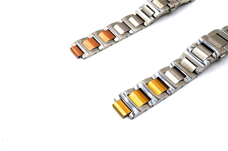 Sliver mid gold wrist removable stainless steel watch strap with butterfly buckle