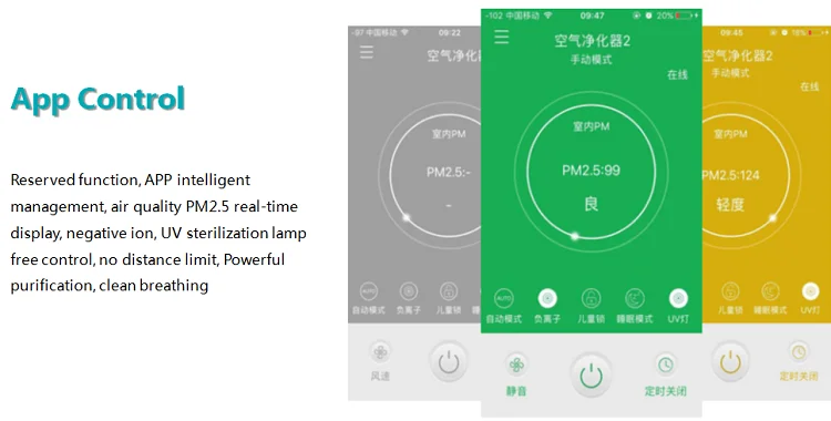 OLANSI تصميم جديد K08 220V HEPA التطبيق مراقبة الهواء مراقبة مع المرطب