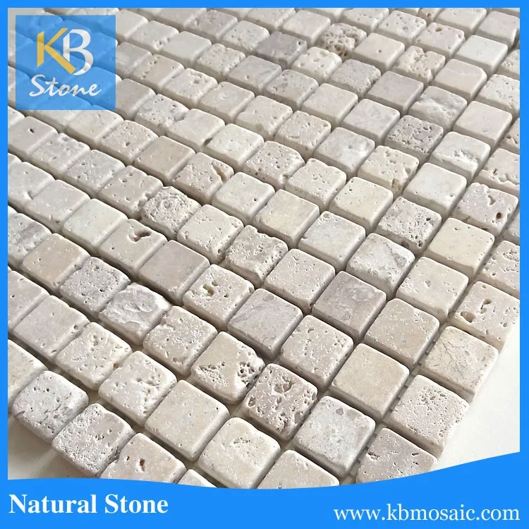 Square Natural Travertine Beige Yellow Marble Mosaic