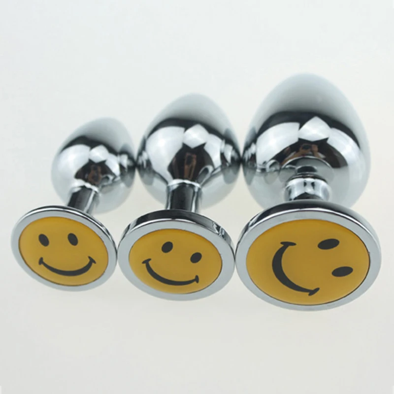 Smile Yellow Stainless Steel Anal Plug Small Medium Large Adult Butt Plug Sex Toys for Women Sex Products