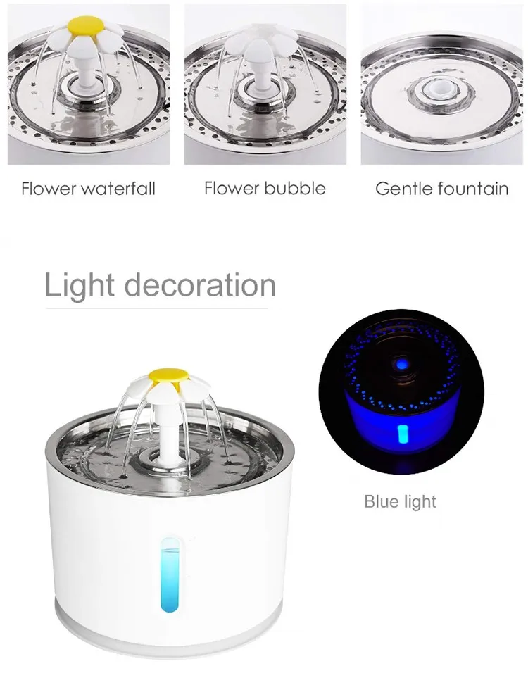 Amazon Hot Sale New Design Automatic 360 Pet Fountain With Led Water