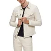 Wholesale Mens Cotton Front Button Up With Pockets Denim Jacket in White Color