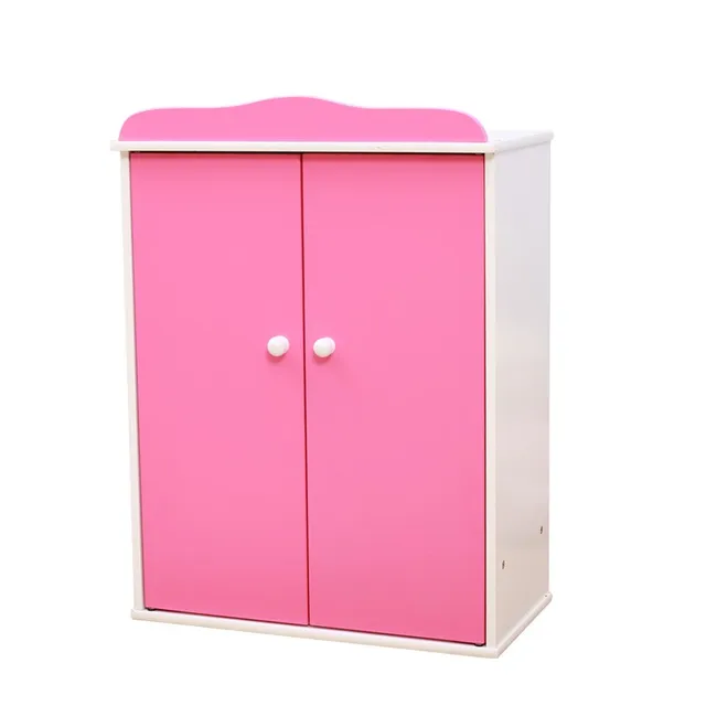 New Design Pink Wooden Doll Wardrobe Wholesale 18 Doll Furniture