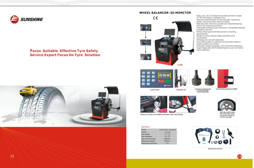 Sunshine Wheel Balancer Machine S909,Full Automatic Balancing Machine