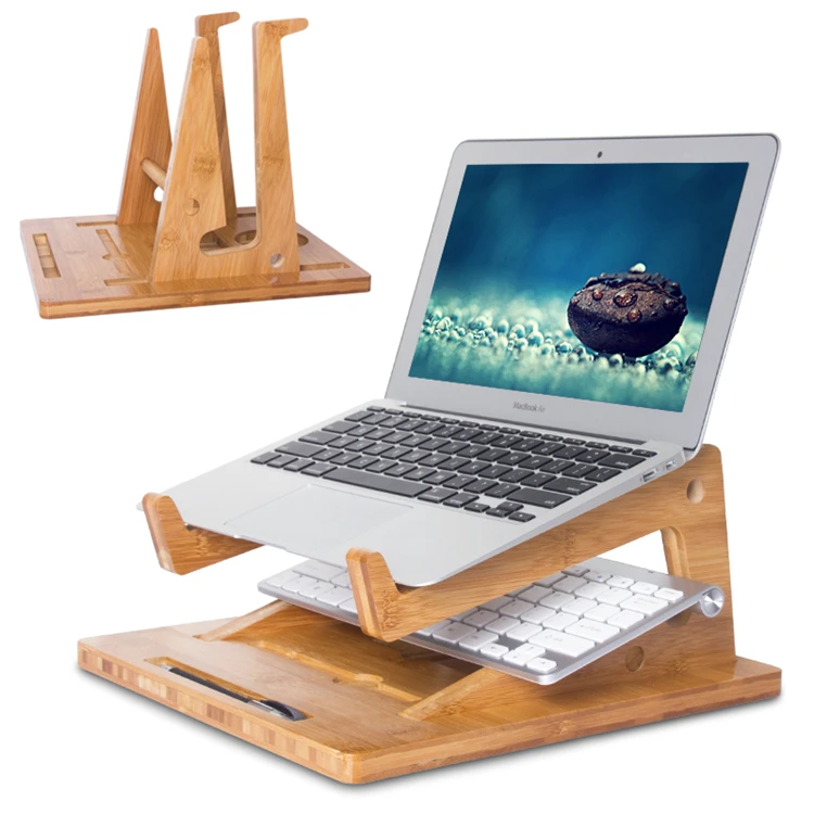 Multifunctional Flexible Portable Bamboo Laptop Stand With Natural ...