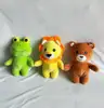soft plush toys for baby in the shapes of plush bear, plush frog, plush lion
