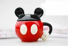 Hot Sales Cute Mickey Ceramic Cup Coffee Mug With Cover For Breakfast Novelty Households Cartoon Mug