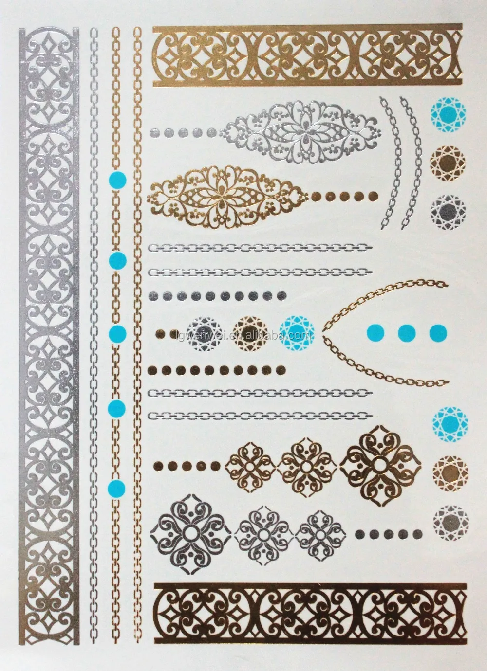 Custom Body Temporary Gold Silver Foil Metallic Flash Tattoos Buy