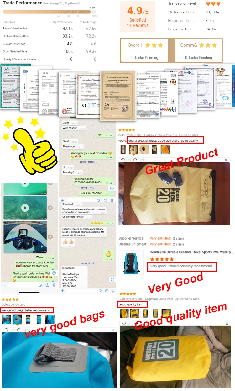 Outdoor Dry Sack Floating Wet Bags Waterproof 2l 5l 10l 20l Boating