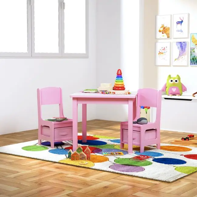 kids table and storage