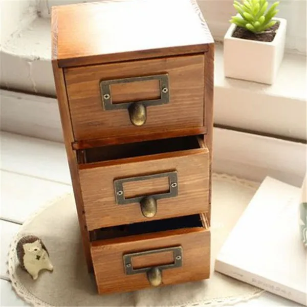 Wooden Desk Organizer With Drawers Solid Storage Box For Postcard And Letters Drawer Cherry Wood Stationery