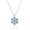 Modern jewelry Snow Flake pendant necklace 925 Sterling Silver with bule sky color Crystal for Christmas gift