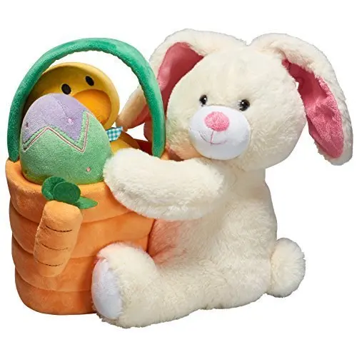 Prextex Plush Easter Basket with Plush Easter Bunny Filled with Plush Easter Egg, and Plush Easter Baby Chick in Easter Basket . Great For Easter Basket And Easter Eggs Hunt