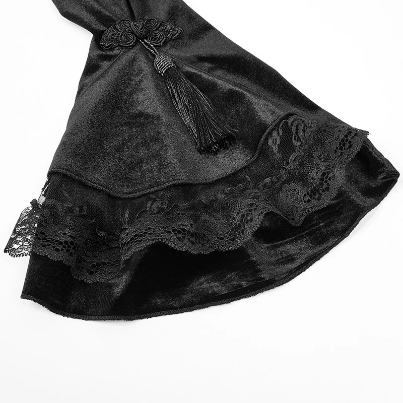 WLY-080 Gothic lolita coats girls dress with matching coat black velvet short coat