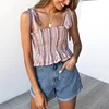 Wholesale Summer Casual Blouse Women Crop Tops Tops Fashion Sexy Strapless Off Shoulder Printing Backless Belt Shirt