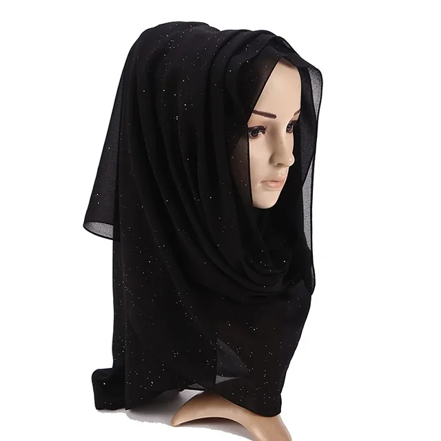 Hot Sale New Shimmer Scarf Wrap Gold Shinny Glitter Hijab Bubble