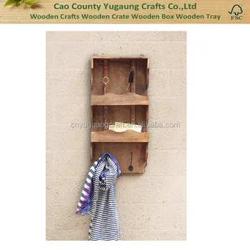 Wooden Hanging Wall Key Ring Holder With Hooks And Storage Wooden Hanging Wall Key Ring Holder With Hooks And Storage Compartment