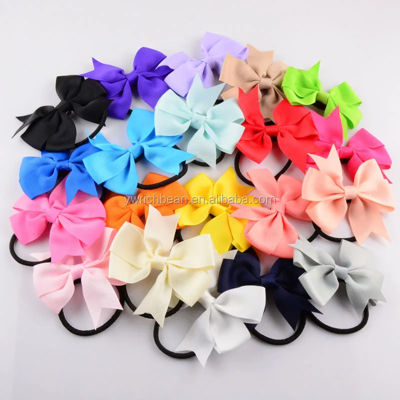 hair bows ribbon girl accessories head clips elastic purple