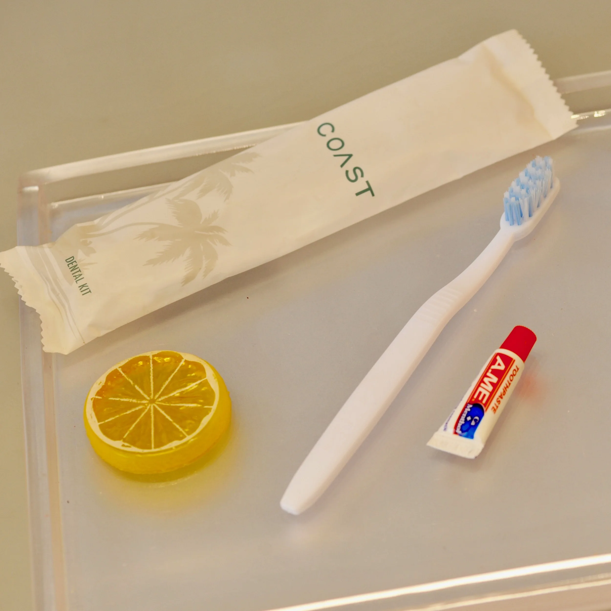 
GMPC standard toothbrush kit packed in flow pack for hotel and travel 