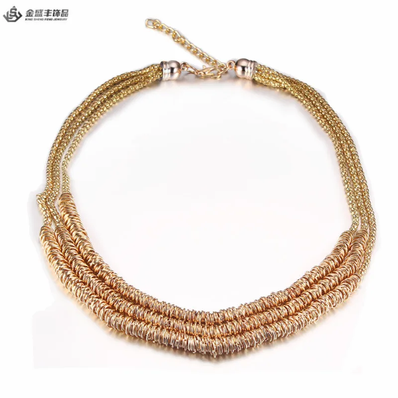 Cheap Alloy Wedding Gold Necklaces Three Tone Design For Women