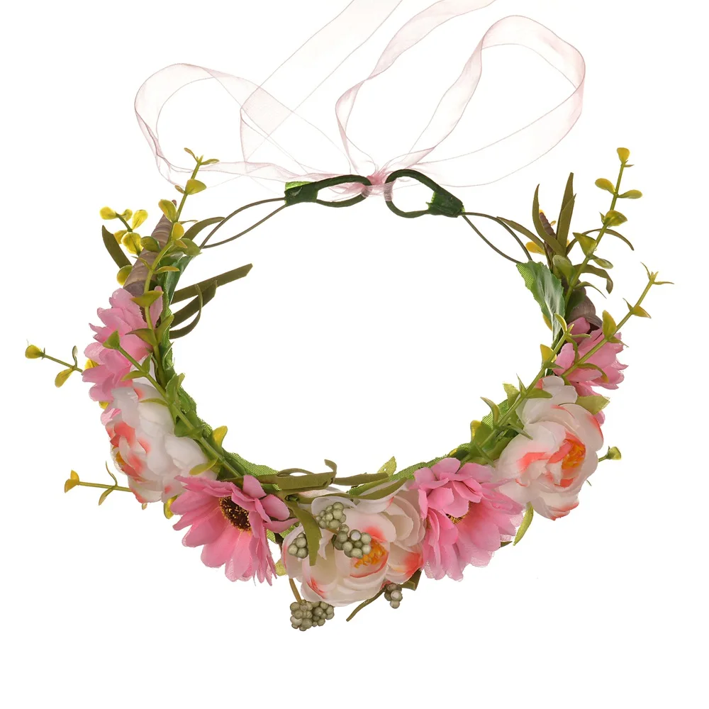 India Artificial Daisy Flower Crown Headbands Bridal Wedding Headwear