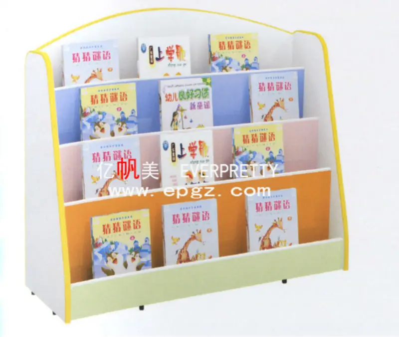 Cute Design Mdf Kids Book Shelf For Kindergarten Nursery School