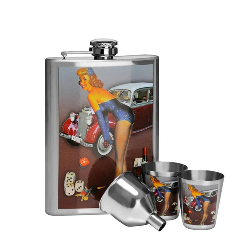 Special Blister Packed Stainless Steel Sex Russia Girl Hip Flask T