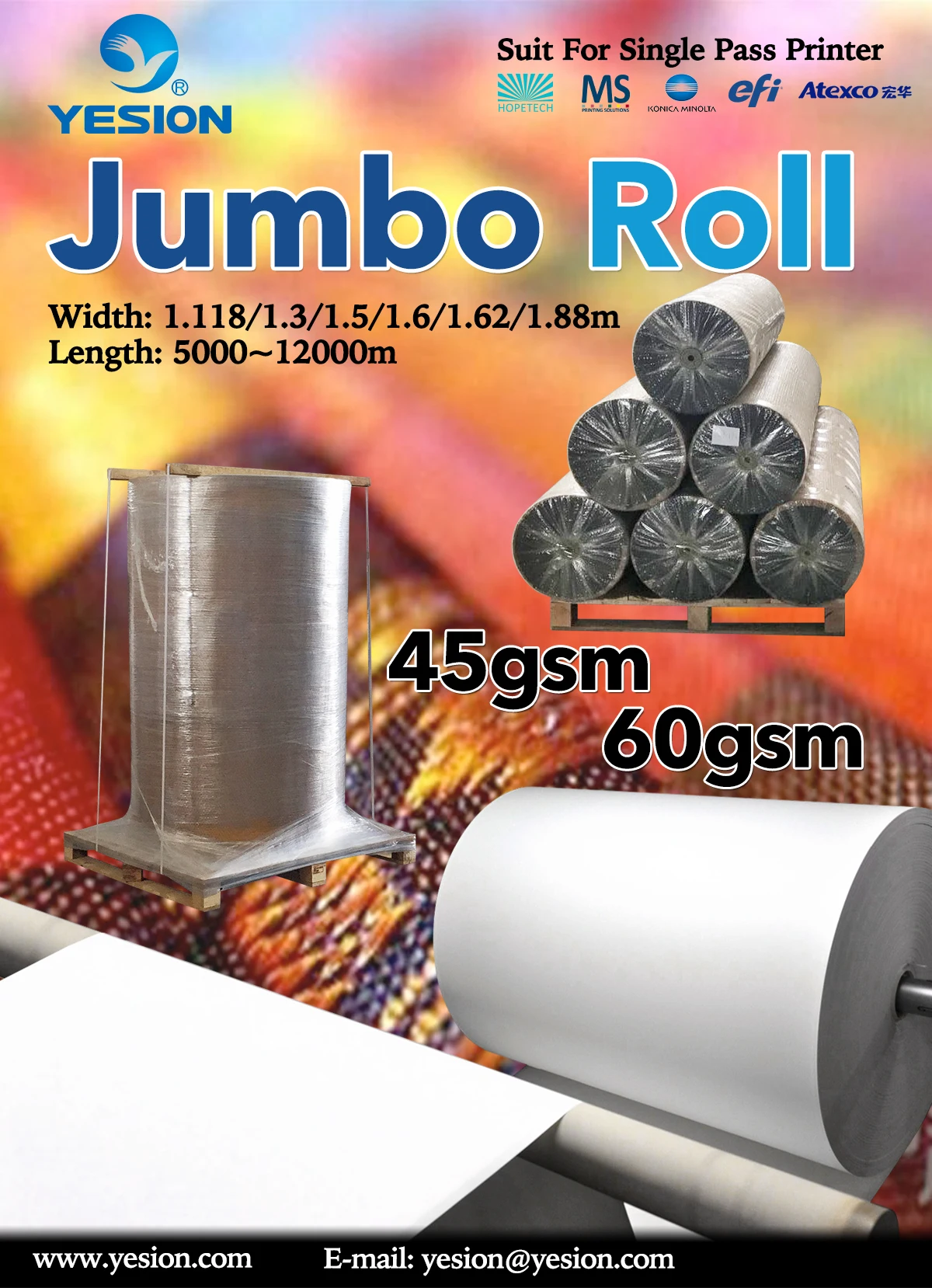 Wholesale 45gsm Jumbol Roll 5000m Sublimation Transfer Paper Made In ...
