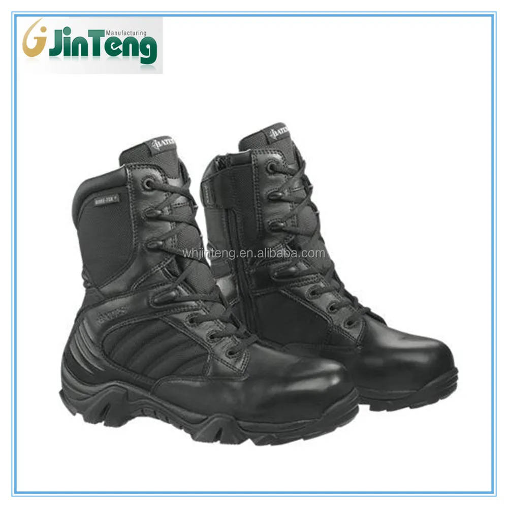 high quality leather and canvas upper pure black military high Jungle Boots