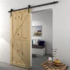 High quality house Interior teak wood sliding barn door with carbon steel barn door hardware