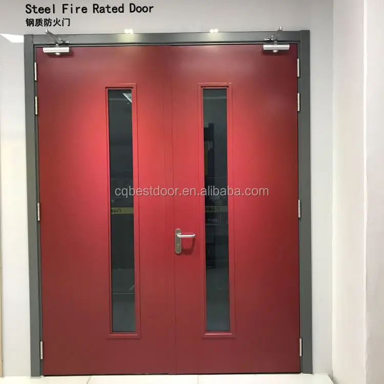 Steel Fire Rated Double Swing Door With Glass Kit Buy Fire Rated