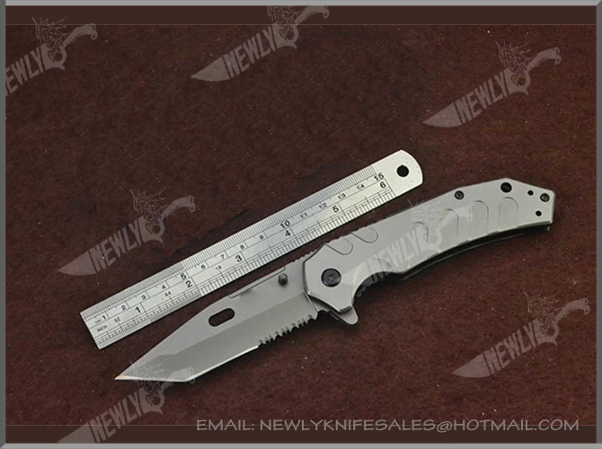 Grey Titanium Blade Tactical Military Pocket Knife