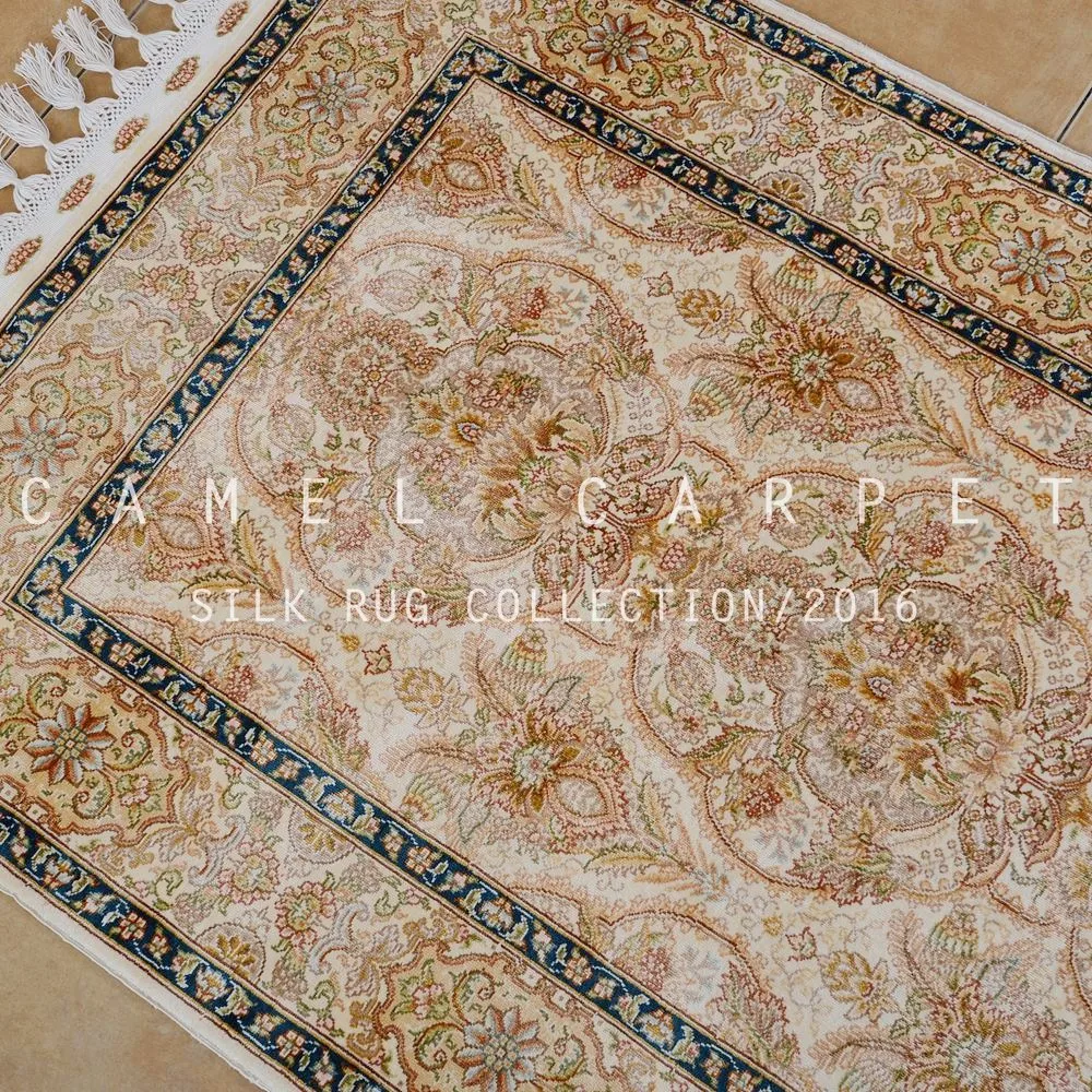 Persian Handmade Area Silk Carpet Runner Beige Gorgeous Carpet Runners 