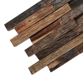 素朴な 3d アート木製壁化粧パネル木製モザイクタイルミックス木の壁紙