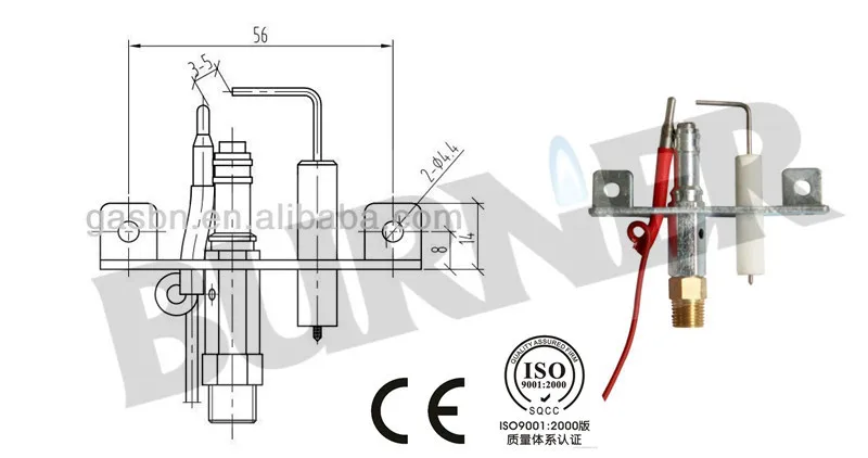 High efficient gas heater parts ODS pilot burner B880305