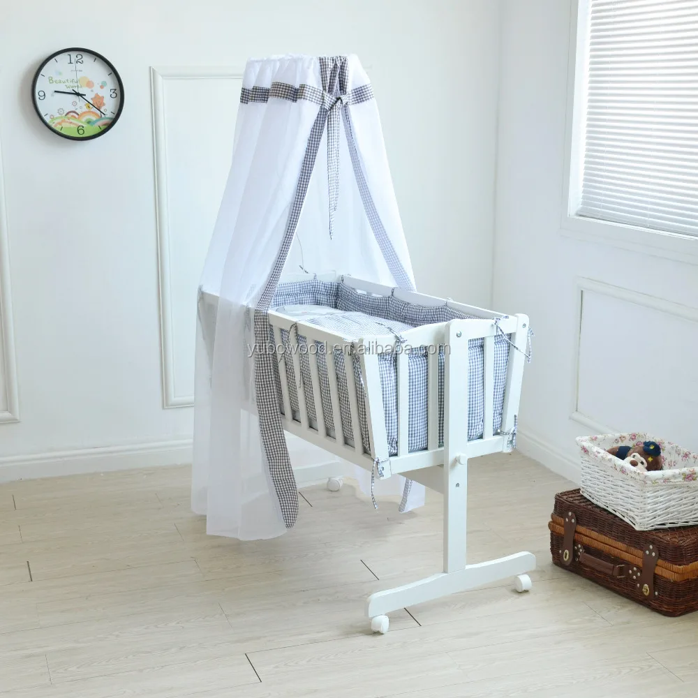 Solid Wood Baby Cradle Wooden Swing Baby Crib White Color Crib Buy Solid Wood Cradle Baby Crib Automatic Swing Baby Crib Product On Alibaba Com